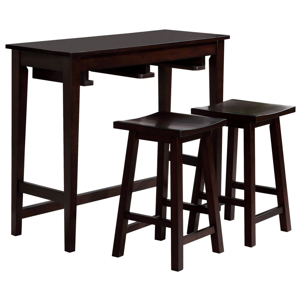 Furniture of America Christensen 3-Piece Pub Table Set in Espresso, , large