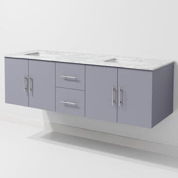 Lexora Home Geneva 60" Double Bathroom Vanity in Dark Grey with 2 cm White Carrara Marble Top and Rectangular Sinks, , large