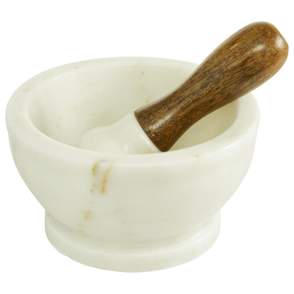 Novogratz Farmhouse Mortar and Pestle in White and Brown &#40;Set of 3&#41;, , large