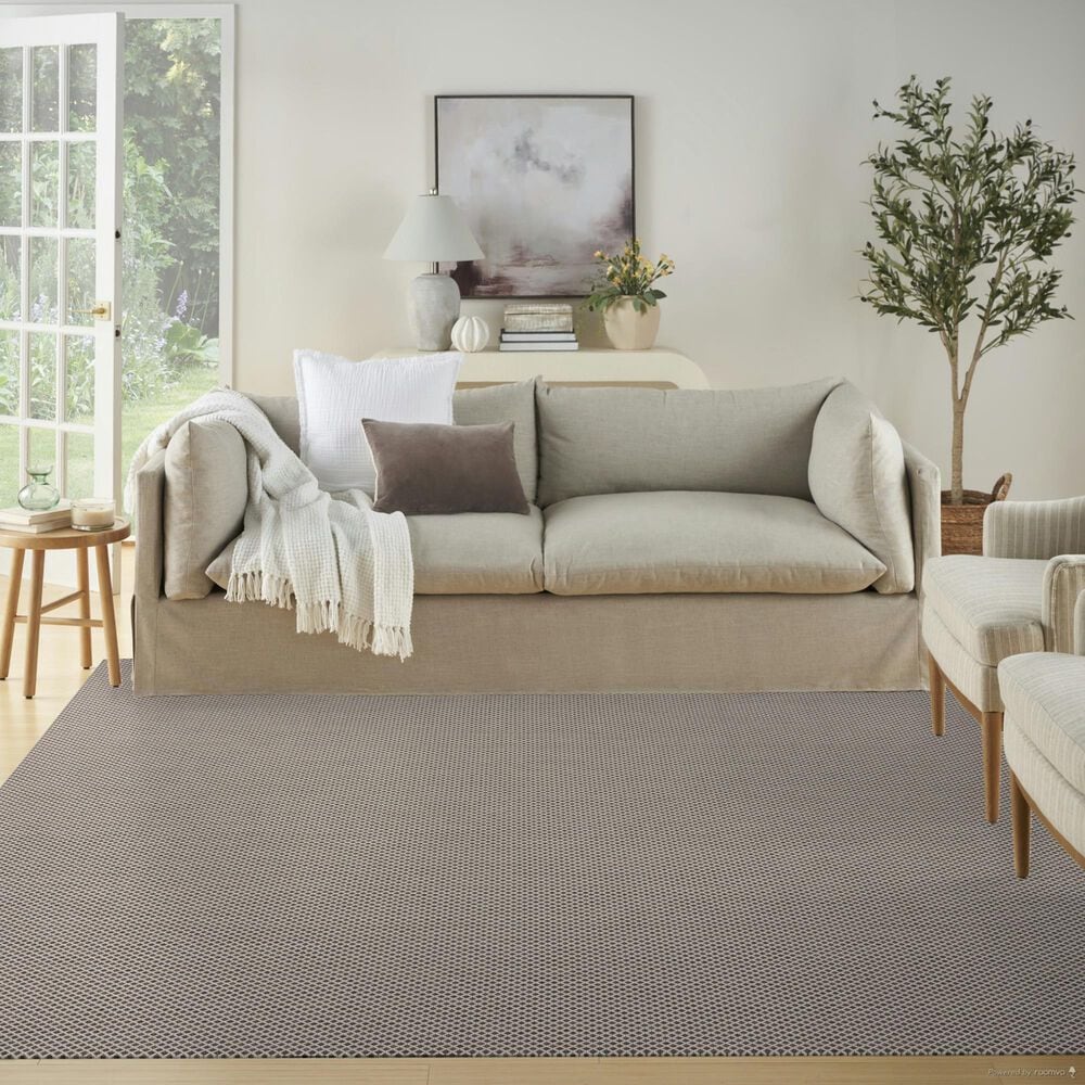 Nourison Courtyard Ivory and Charcoal 8&#39; Square Indoor/Outdoor Area Rug, , large