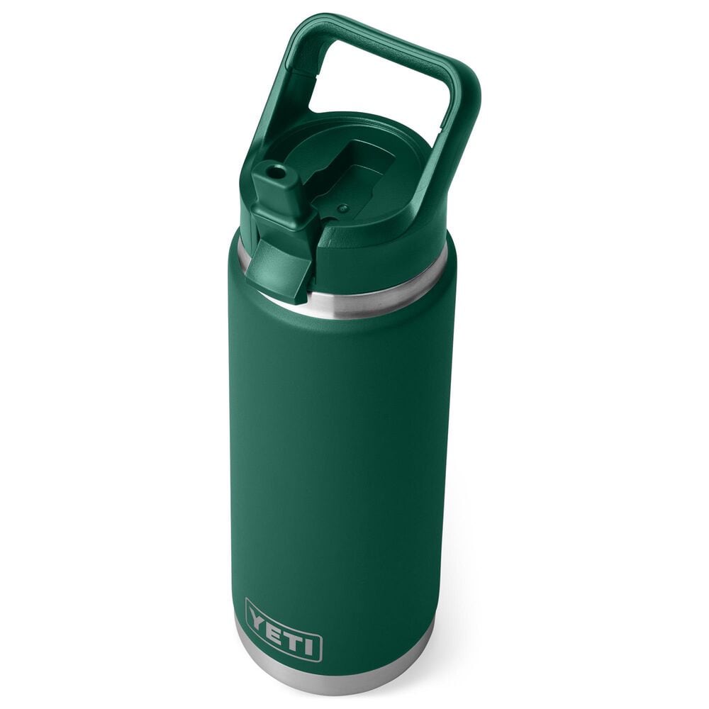 YETI Rambler 26 Oz Water Bottle with Color-Matched Straw Cap in Black Forest Green, , large