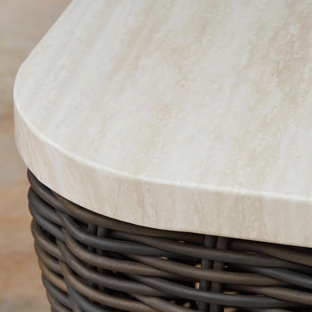Ashley Kimora Patio Square End Table in Beige and Dark Brown - Table Only, , large