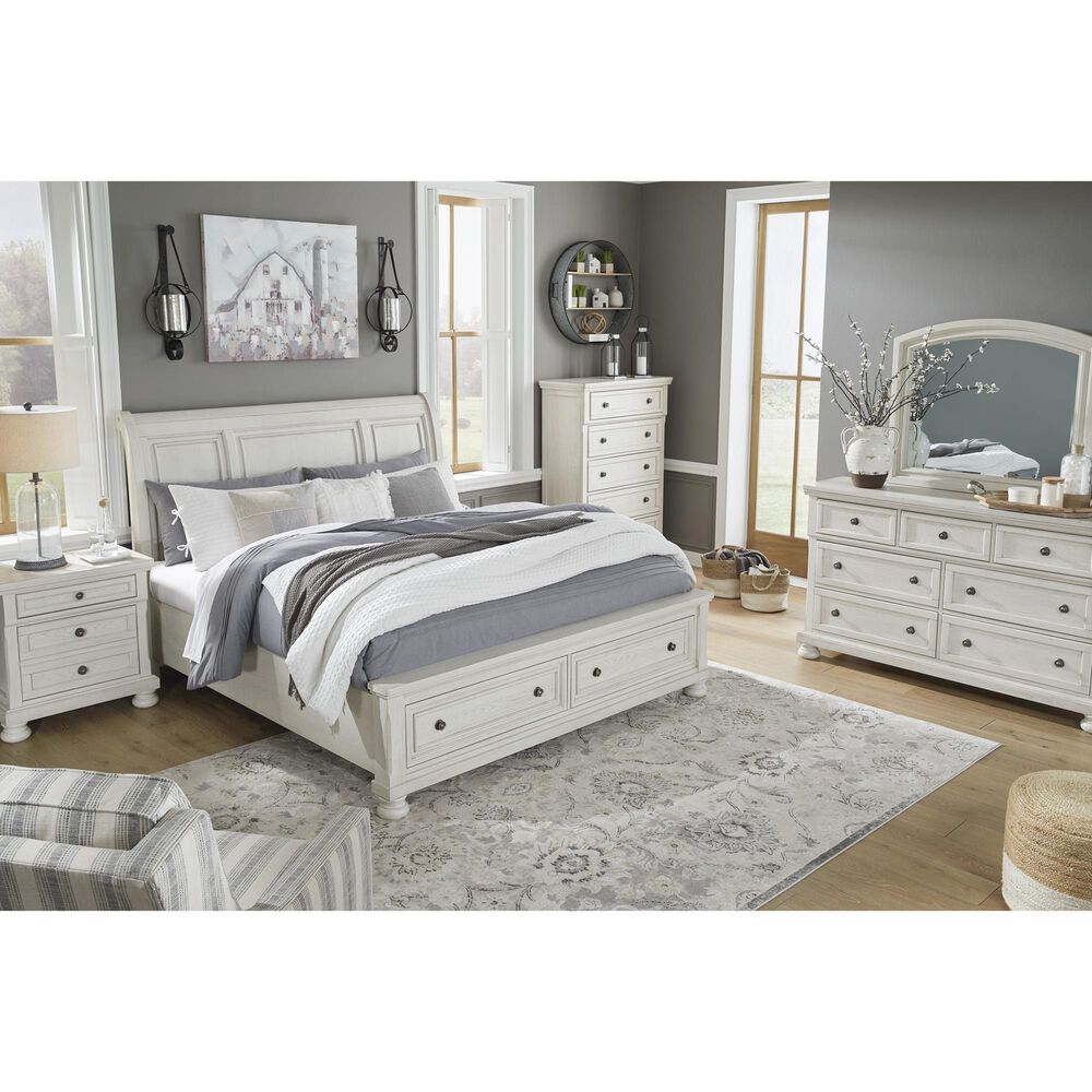 Ashley Robbinsdale King Sleigh Storage Bed in Antique White, , large