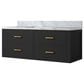 Lexora Home Castor 48" Single Bathroom Vanity in Black with 2 cm White Carrara Marble Top and Rectangular Sink, , large