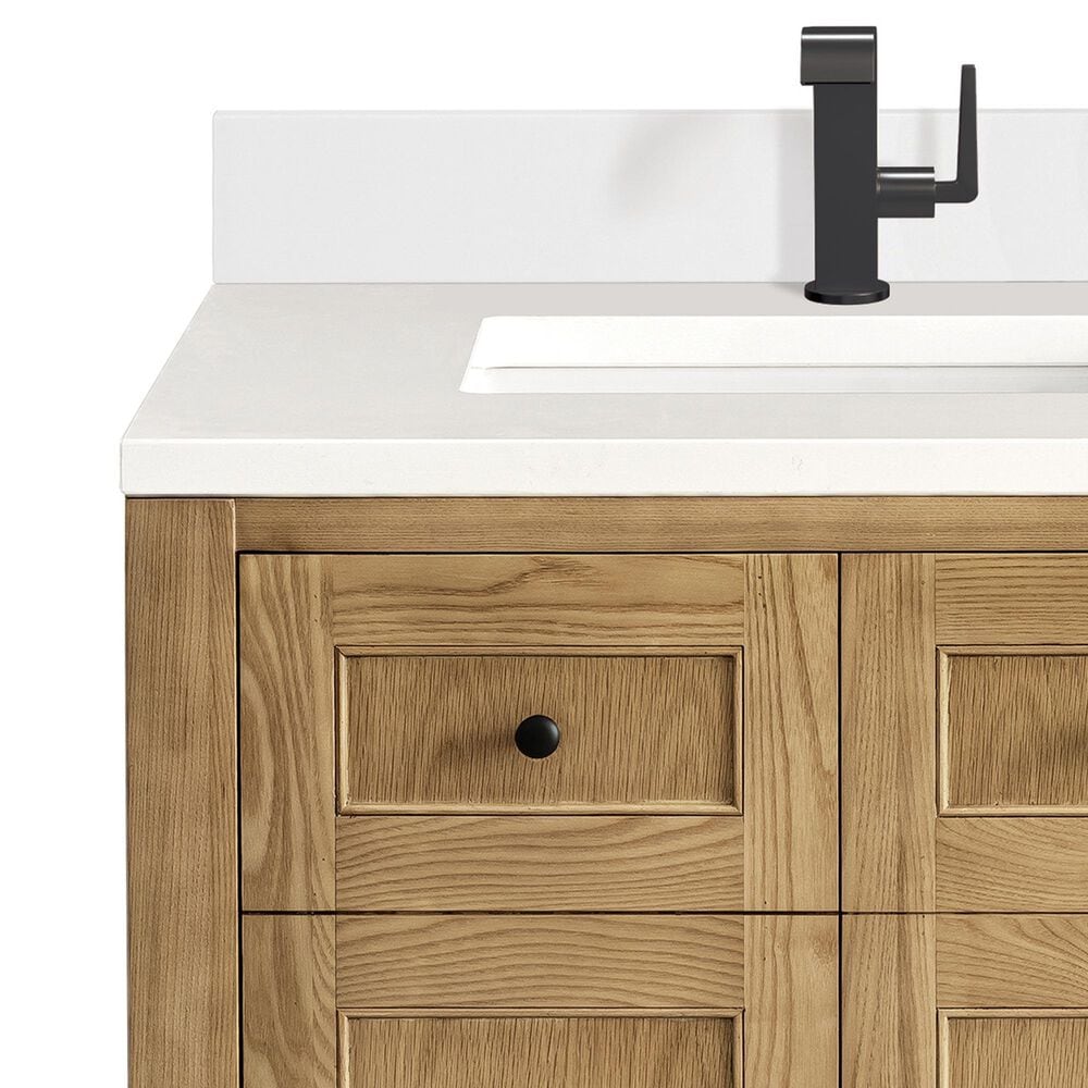 James Martin Vanities Breckenridge 30&quot; Single Bathroom Vanity in Light Natural Oak with Single Hole 3 cm White Zeus Quartz Top and Rectangular Sink, , large