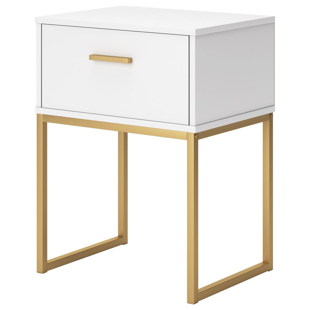 Ashley Socalle 1-Drawer Nightstand in Matte White and Gold, , large