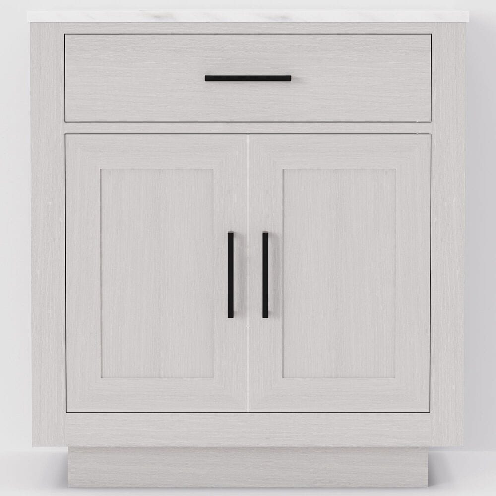 Lexora Home Abbey 30" Single Bathroom Vanity in White Oak with 2 cm White Carrara Marble Top and Rectangular Sink, , large