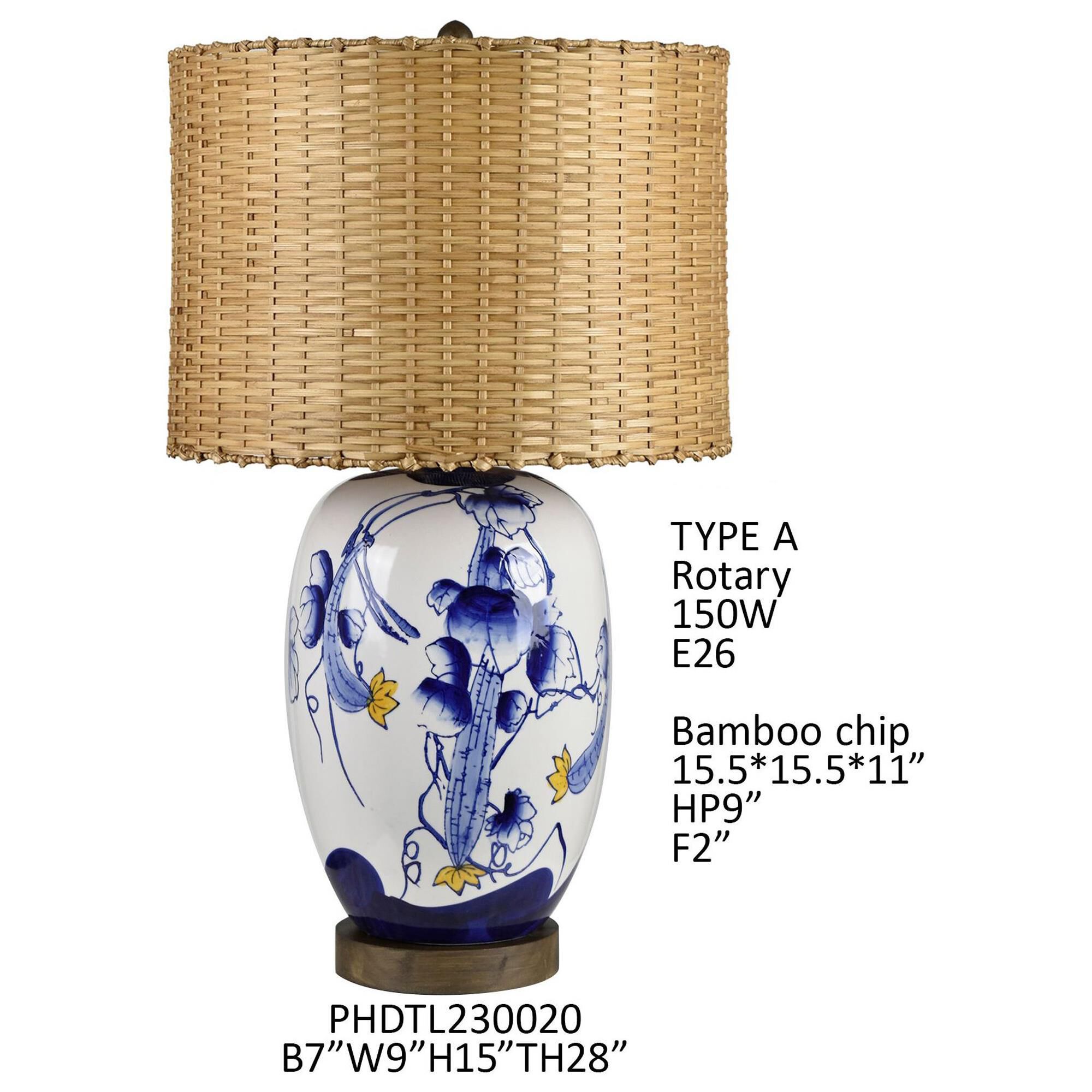 Porch View Bitter Melon Table Lamp in Blue and Yellow