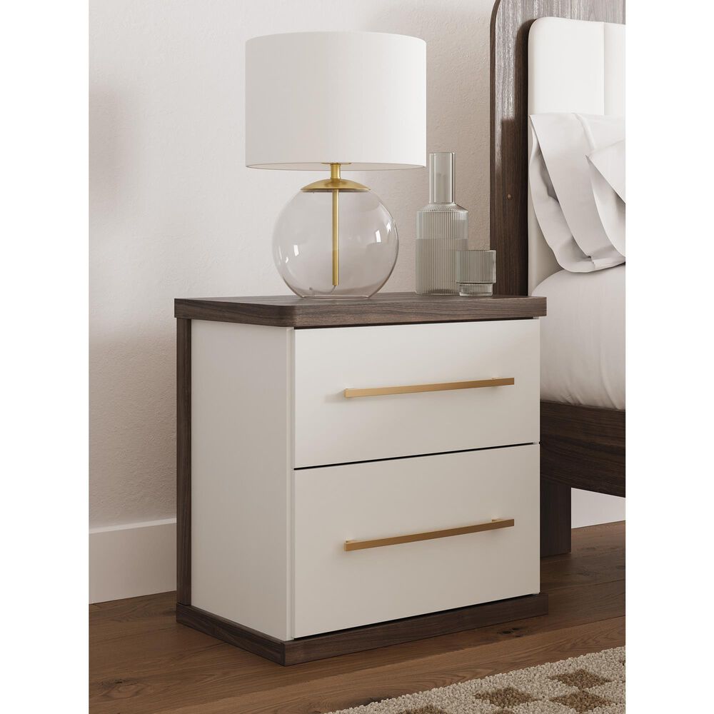 Ashley Kendanport 2-Drawer Nightstand in Dark Brown and Matte White, , large