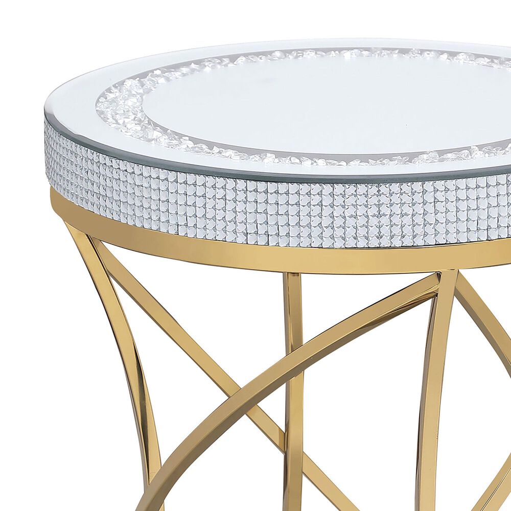 Pacific Landing Elise Round End Table in Silver and Gold, , large