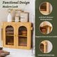 HOMLUX Small Slat Arch-Door Bread Box in Brown, , large