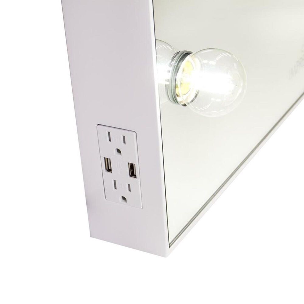 Impressions Vanity Hollywood Glow Vanity Full Length Mirror in Glossy White, , large