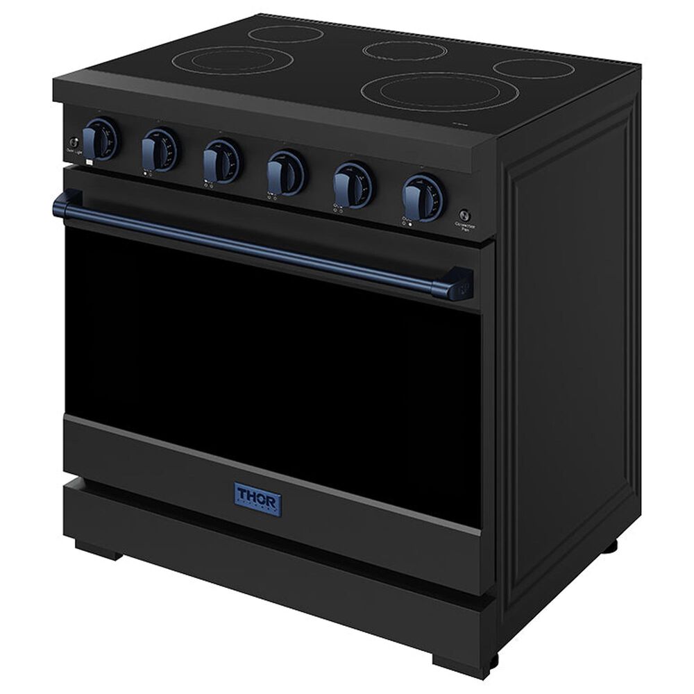 Thor Kitchen Gordon Ramsay 6 Cu. Ft. Professional Freestanding Electric Range with Blue Handle Kit in Black, , large