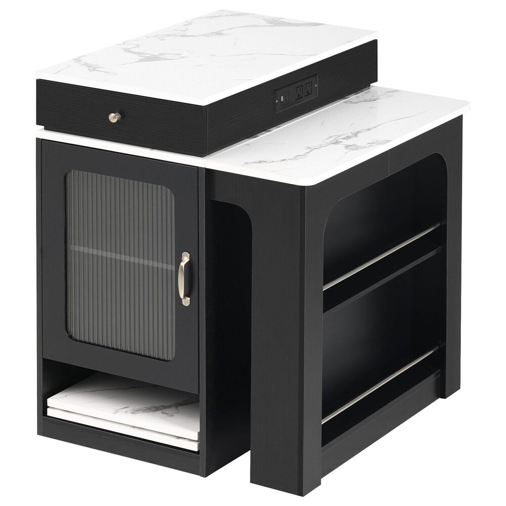 HOMLUX 60" Kitchen Island in Black, , large