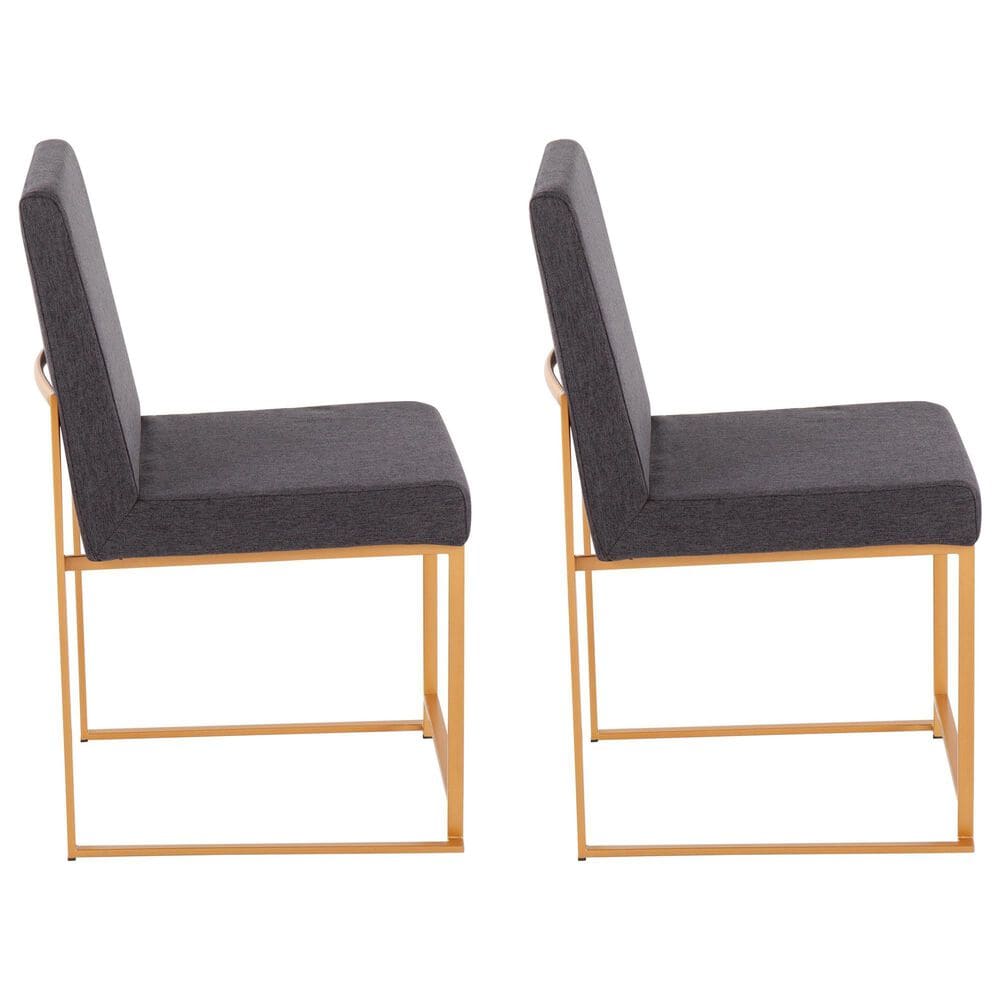 Lumisource Fuji Side Chair with Charcoal Cushion in Gold (Set of 2), , large