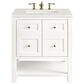 James Martin Vanities Breckenridge 30" Single Bathroom Vanity in Bright White with 3 cm Lime Delight Quartz Top and Rectangular Sink, , large