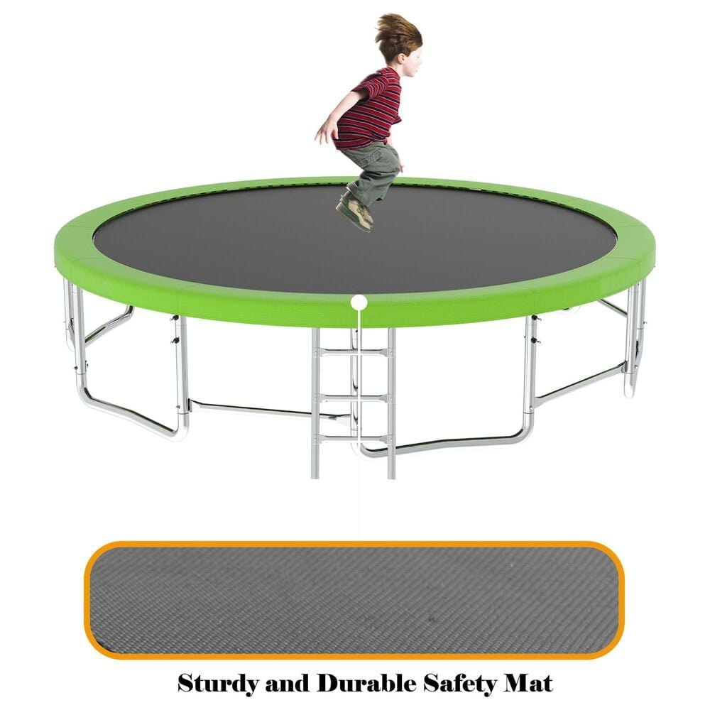 HOMLUX 16' Outdoor Trampoline Sports in Green, , large