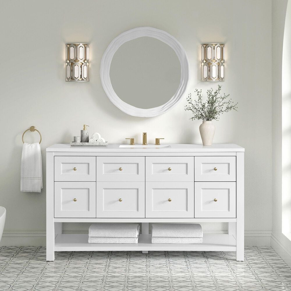 James Martin Terra 30&quot; Round Mirror in Limestone, , large
