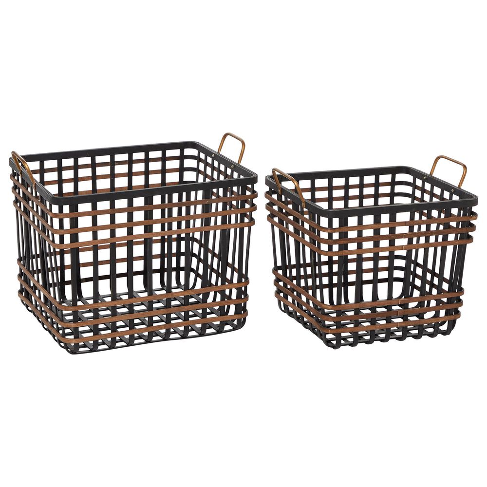 Maple and Jade Farmhouse Seagrass Storage Basket in Multi Colored Set of 2, , large