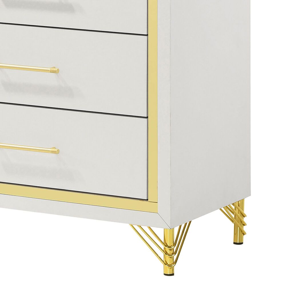 Pacific Landing Lucia 5-Drawer Chest in White and Gold, , large