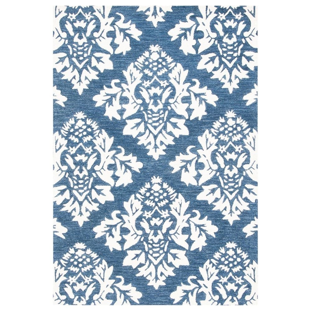 Safavieh Micro-Loop MLP221M 4" x 6" Blue and Ivory Area Rug, , large