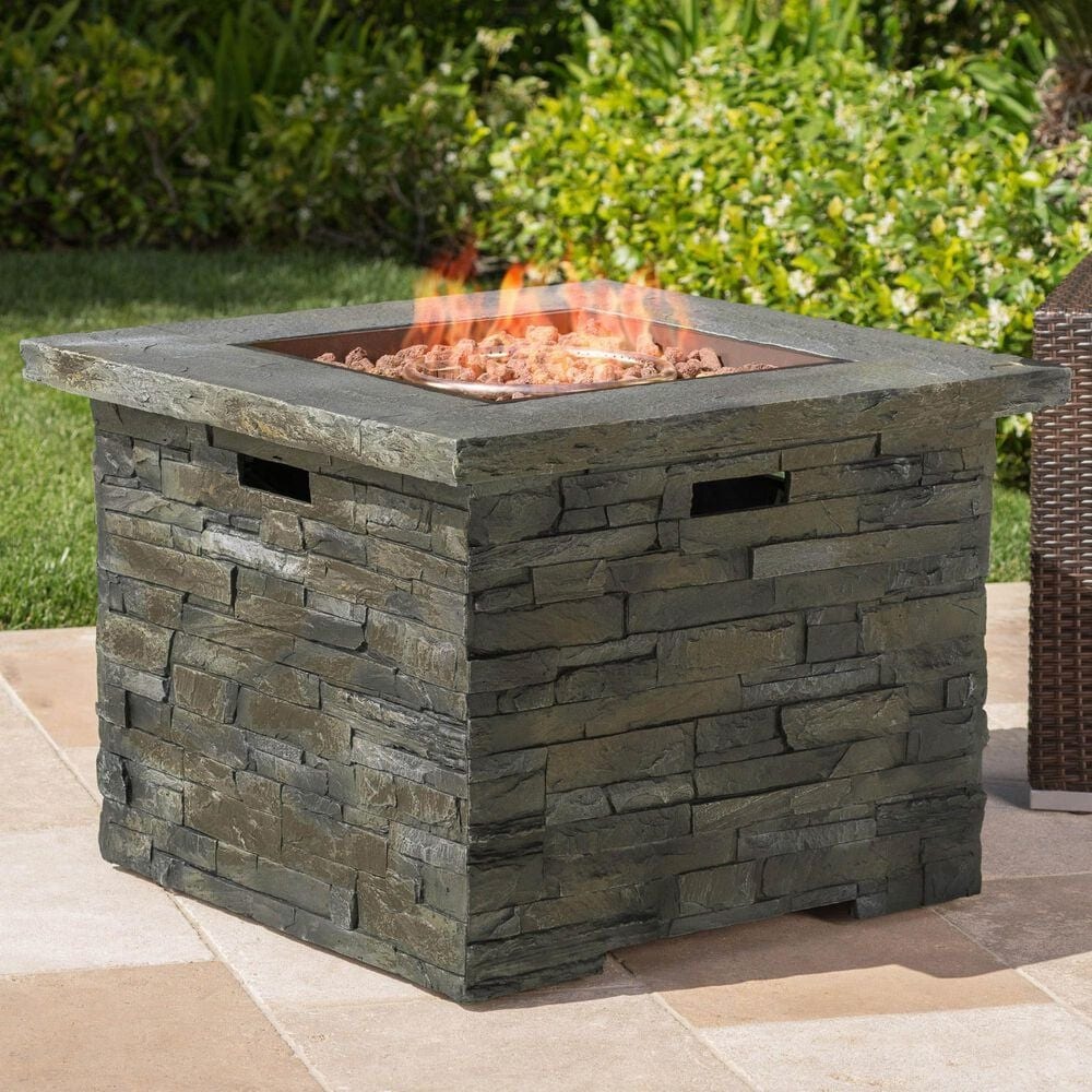 Hearth and Haven 35&quot; Square MgO Concrete Fire Pit in Stone Gray, , large