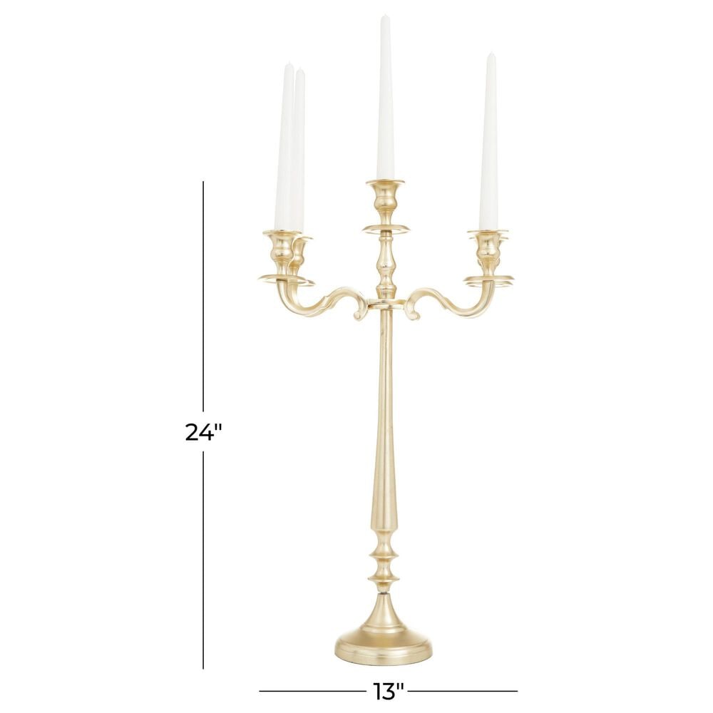 Maple and Jade Tapered 5-Plate Candelabra in Polished Gold, , large