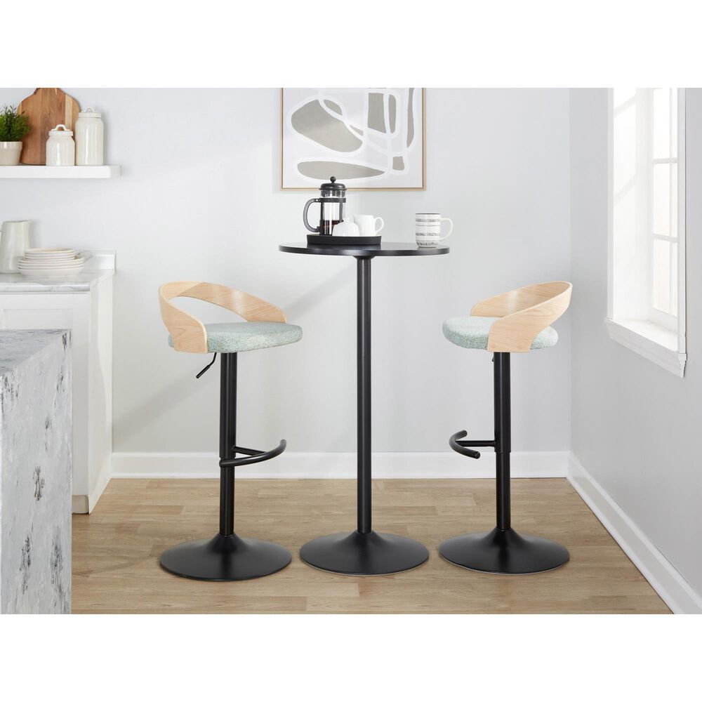LumiSource Grotto Swivel Barstool with Light Green Fabric Upholstery in Black and Natural (Set of 2), , large