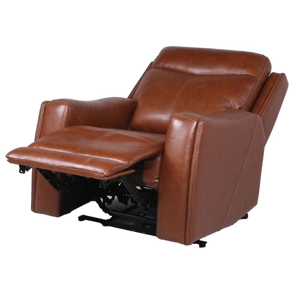 Crystal City Natalia Leather Power Recliner with Headrest in Coach, , large
