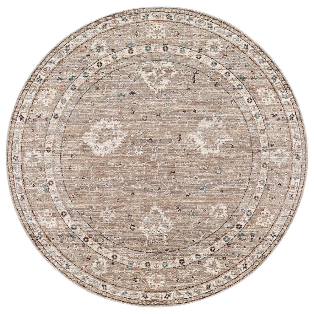 Surya Carlisle 5"3" Round Sage, Ivory, Pale Blue, Charcoal and Brown Area Rug, , large