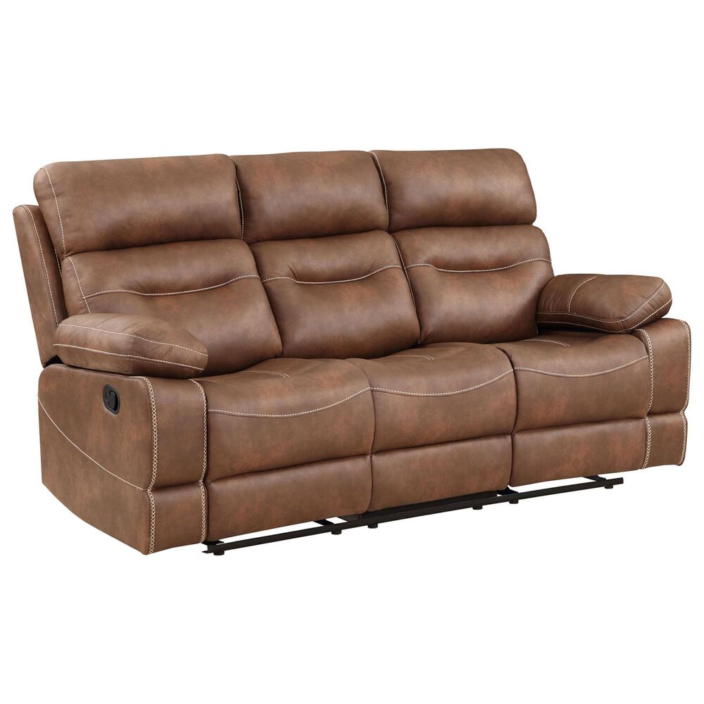Steve Silver Rudger Manual Reclining Sofa in Chestnut Brown, , large