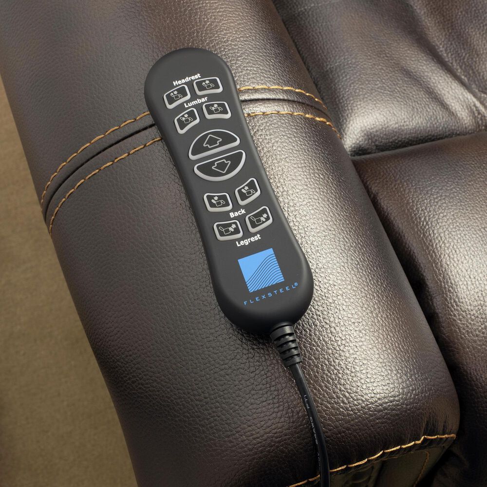 Flexsteel Oscar Power Lift Recliner with Headrest and Lumbar in Dark Brown, , large
