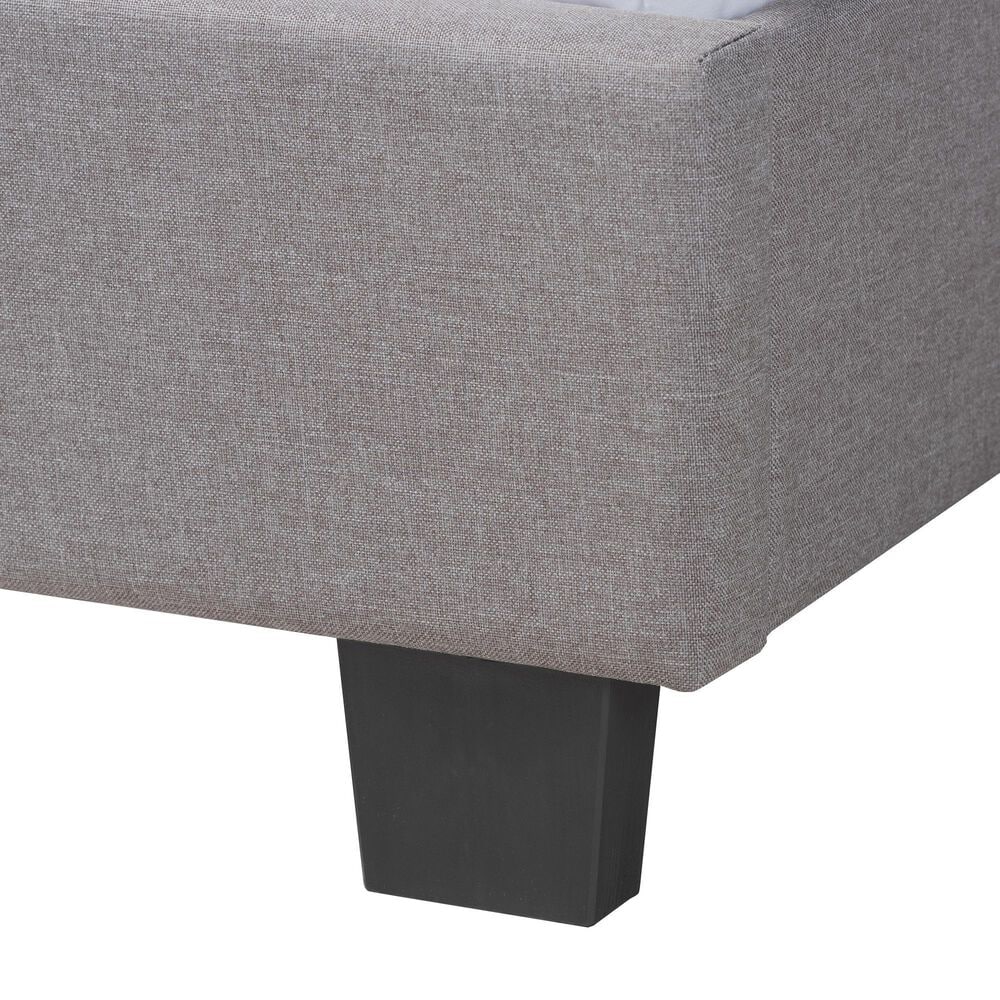 Baxton Studio Ansa Twin Panel Bed with Grey Upholstered in Black, , large
