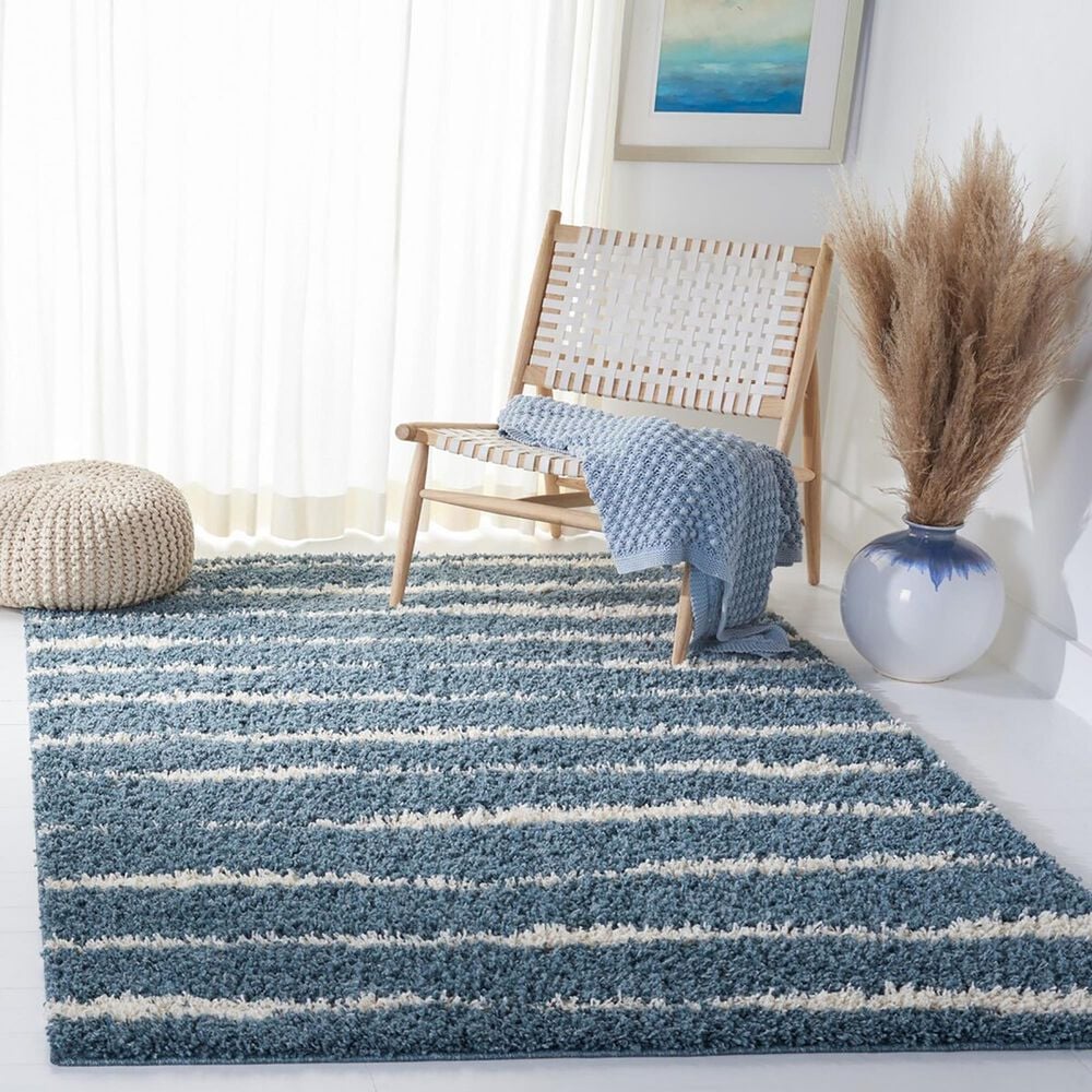 Safavieh Venus Shag VNS603K 5&#39;3&quot; x 7&#39;6&quot; Turquoise and Ivory Area Rug, , large
