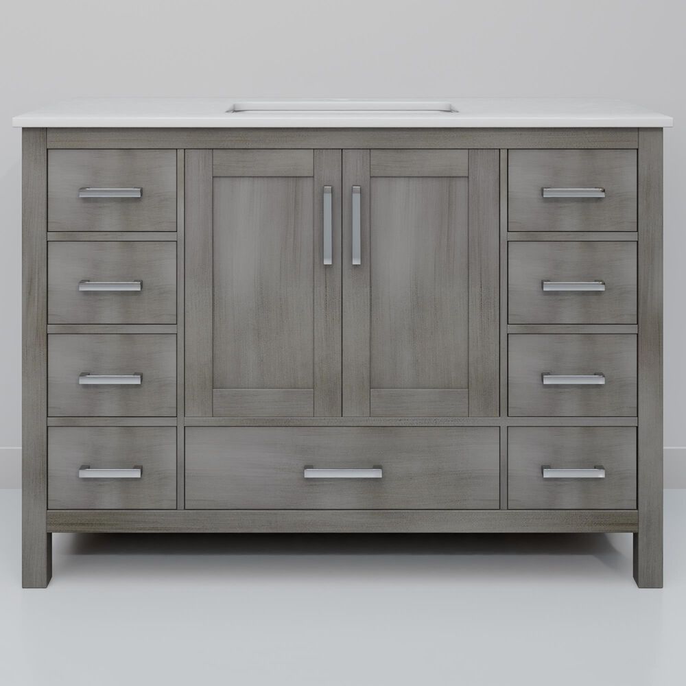 Lexora Home Jacques 48" Single Bathroom Vanity in Distressed Grey with 2 cm White Cultured Marble Top and Rectangular Sink, , large