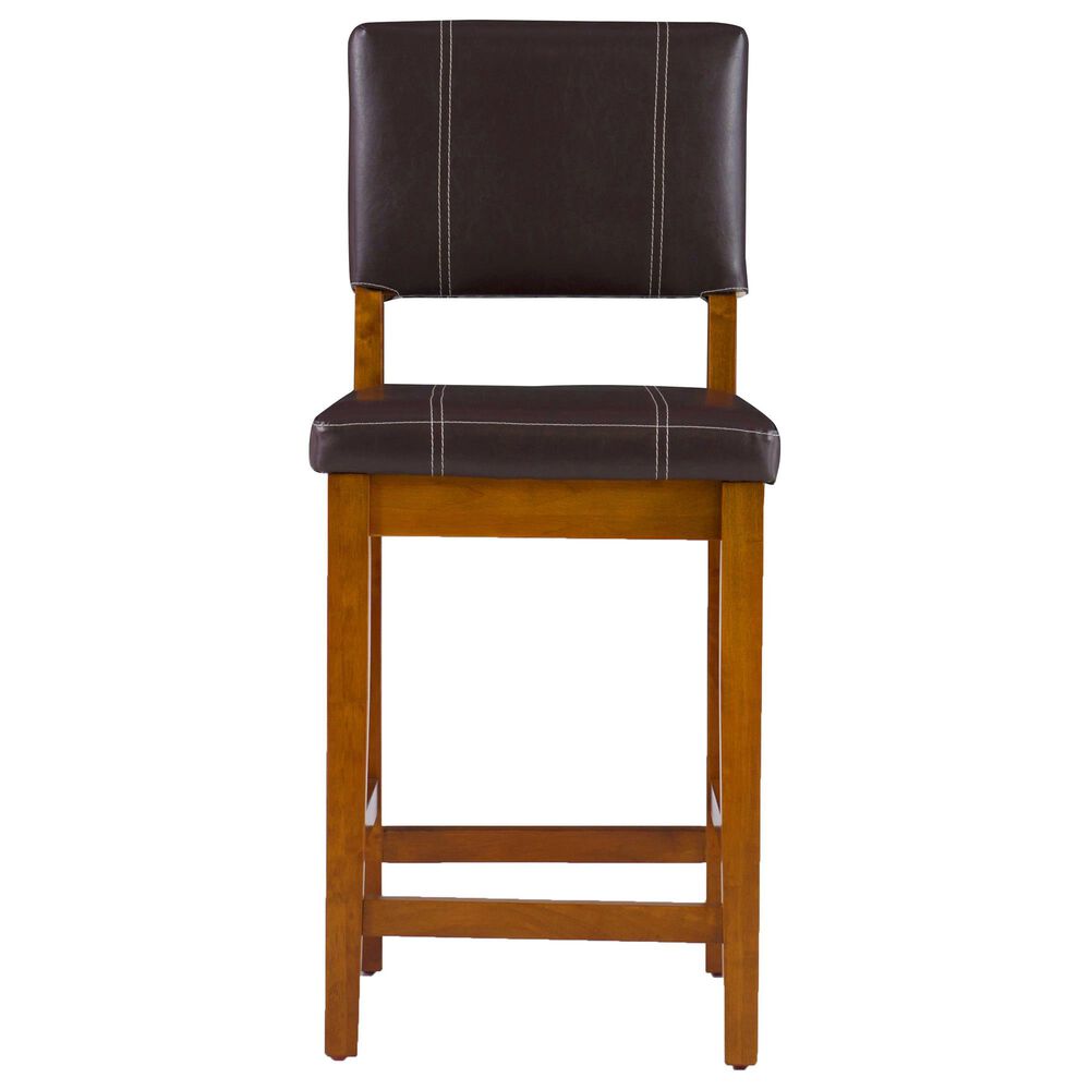 Linon Home Decor Milano Counter Stool with Brown Cushion in Walnut, , large