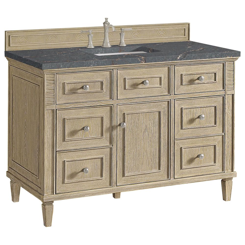 James Martin Vanities Lorelai 48" Single Vanity in Whitewashed Oak with 3 cm Parisien Bleu Quartz Top, , large