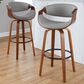 LumiSource Symphony 30" Swivel Barstool with Pewter Grey Upholstery in Walnut and Black (Set of 2), , large