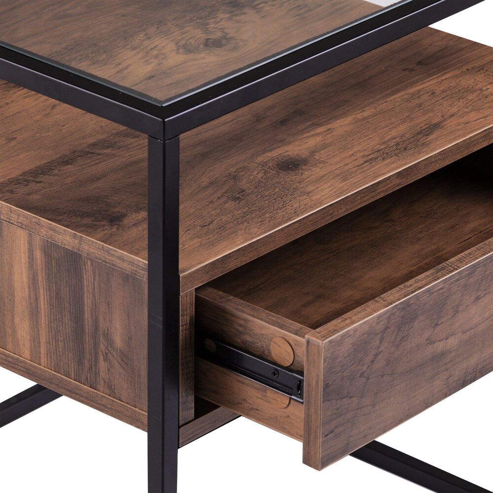 Southern Enterprises Olivern End Table in Black and Natural, , large