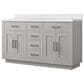 Lexora Home Abbey 60" Double Bathroom Vanity in White Oak with 2 cm White Cultured Marble Top and Rectangular Sinks, , large