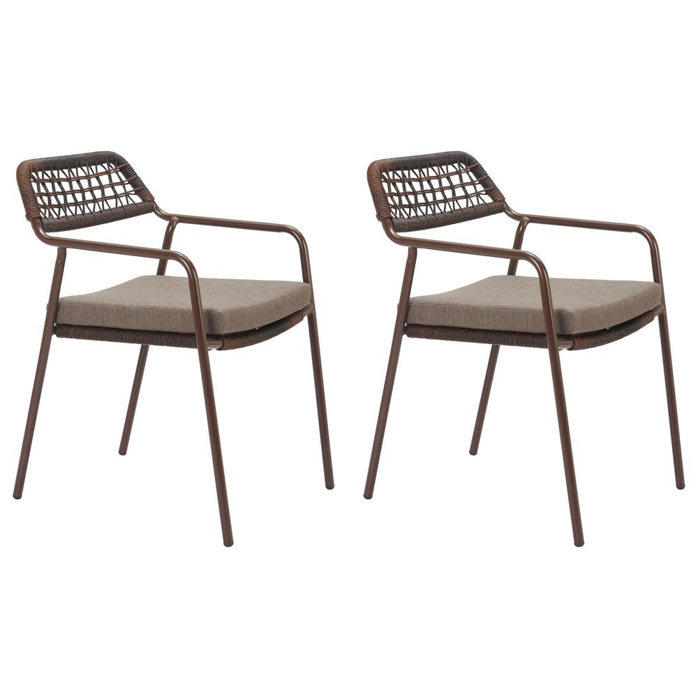 Zuo Modern Rio Outdoor Dining Chair in Brown (Set of 2), , large