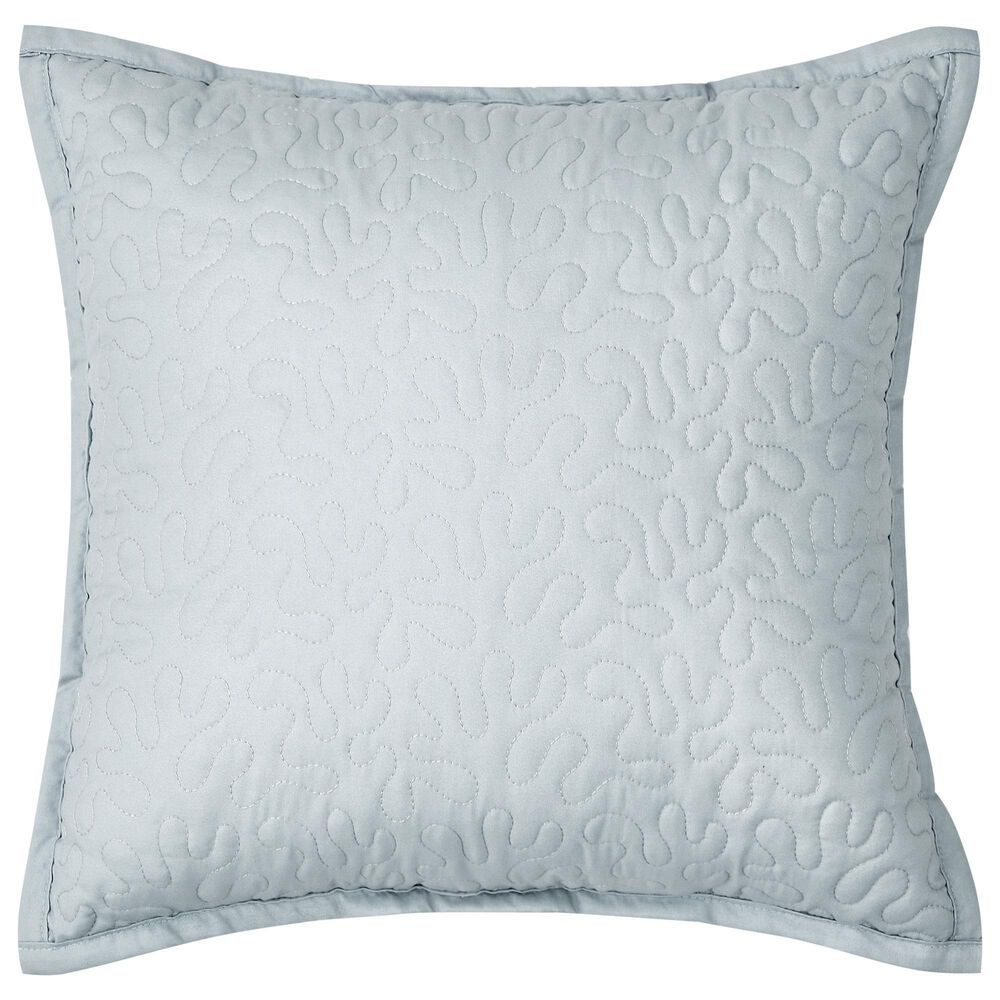 J. Queen New York Evergreen 16" Square Quilted Throw Pillow in Blue, , large