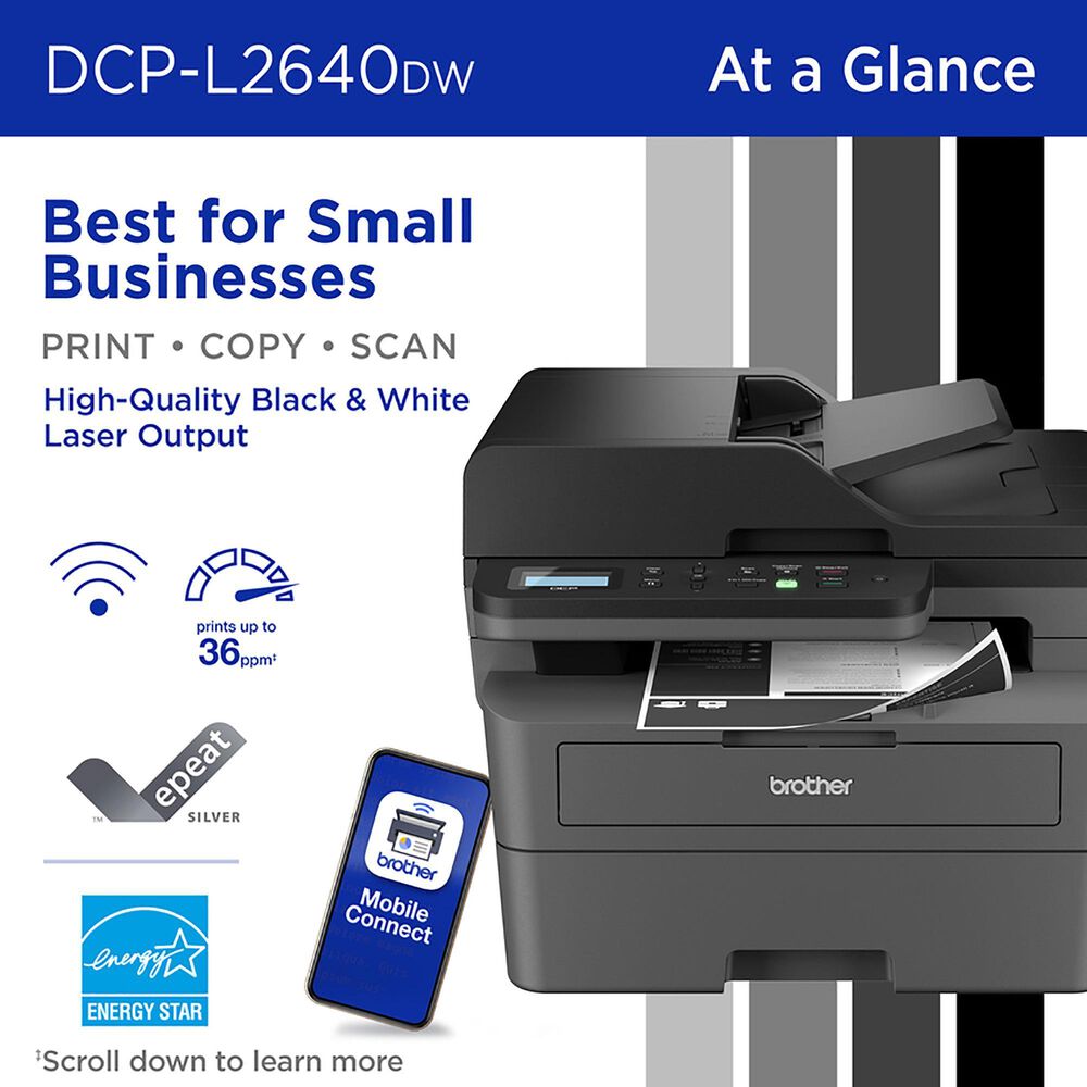 Brother DCP-L2640DW Compact Monochrome Laser Multifunction Printer, , large