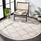 Safavieh Bermuda Geometric 6"7" Round Ivory and Beige Indoor/Outdoor Area Performance Rug, , large