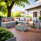 HOMLUX 7-Piece Patio Conversation Set with Grey Wicker in Dark Gray, , large