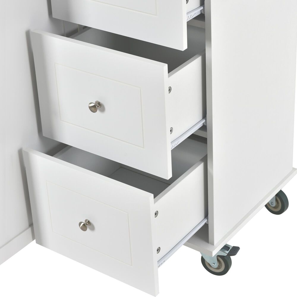 HOMLUX 53" Rolling Mobile Kitchen Island with Solid Wood Top and Locking Wheels in White, , large