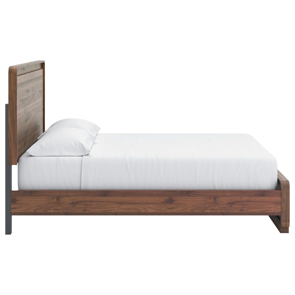 Ashley Fortlorn California King Platform Bed in Walnut Brown with LED Light, , large