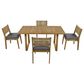 Hearth and Haven 5-Piece Outdoor Wooden Dining Set with U-Leg Table and Cushioned Chairs in Gray, , large