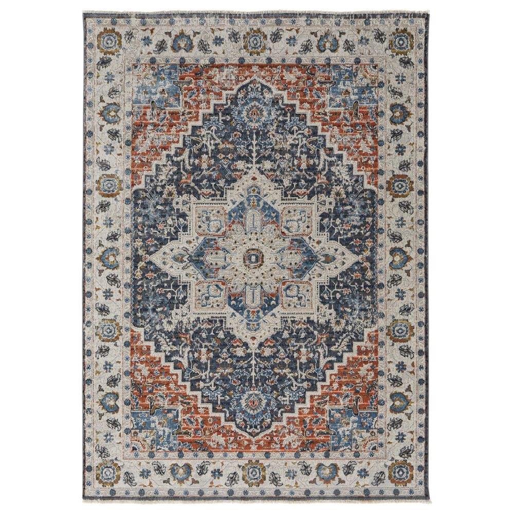 Feizy Kaia 39HTF 3" x 10" Blue and Red Runner, , large