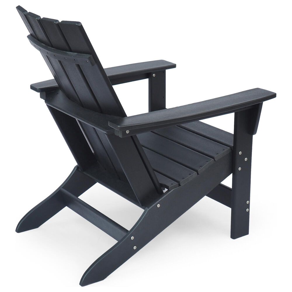 Hearth and Haven Encino Outdoor Plastic Adirondack Chair in Black, , large